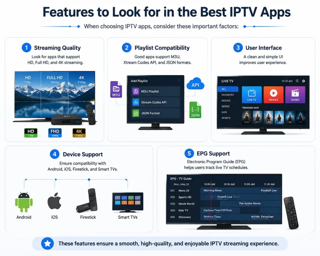 Key features of top IPTV apps