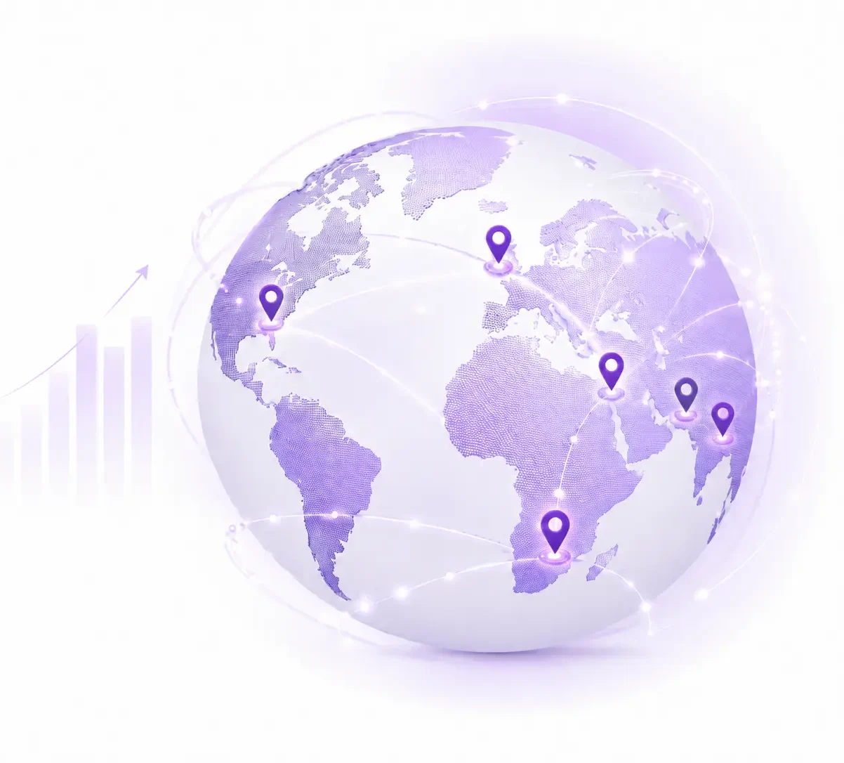 Global analytics in soft purple glow
