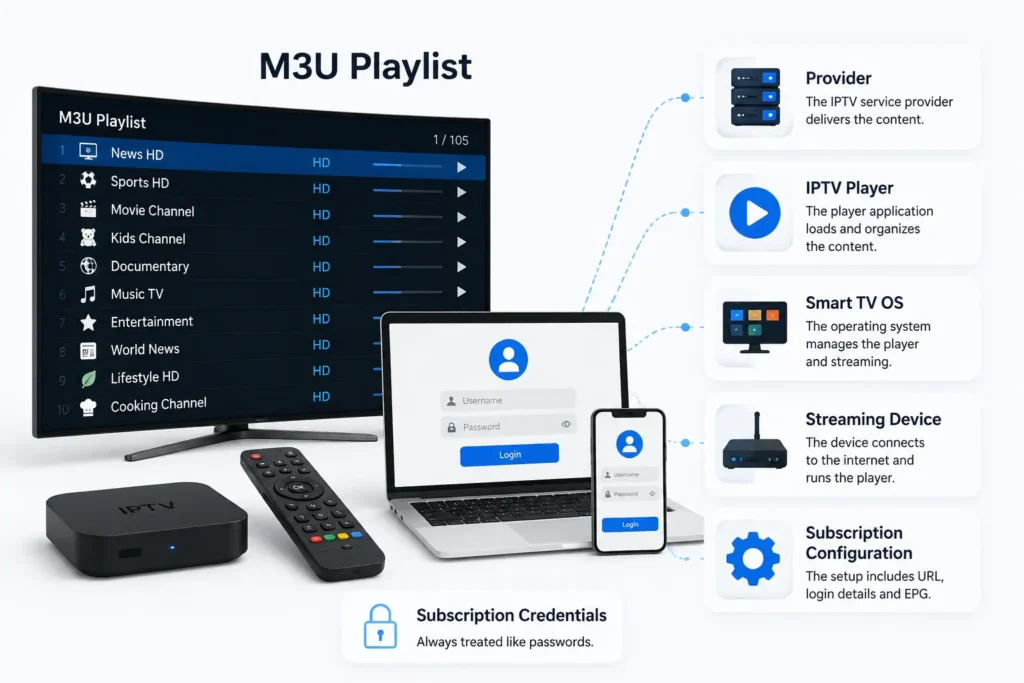 M3U Playlist IPTV Infographic