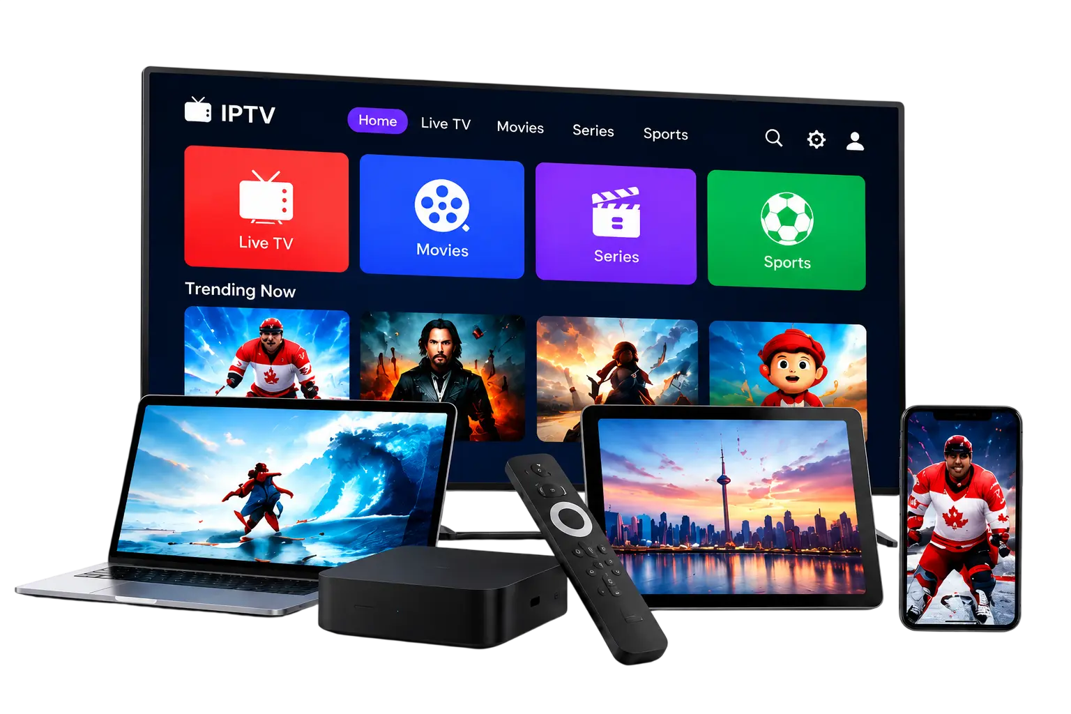 Modern IPTV Streaming Device Showcase