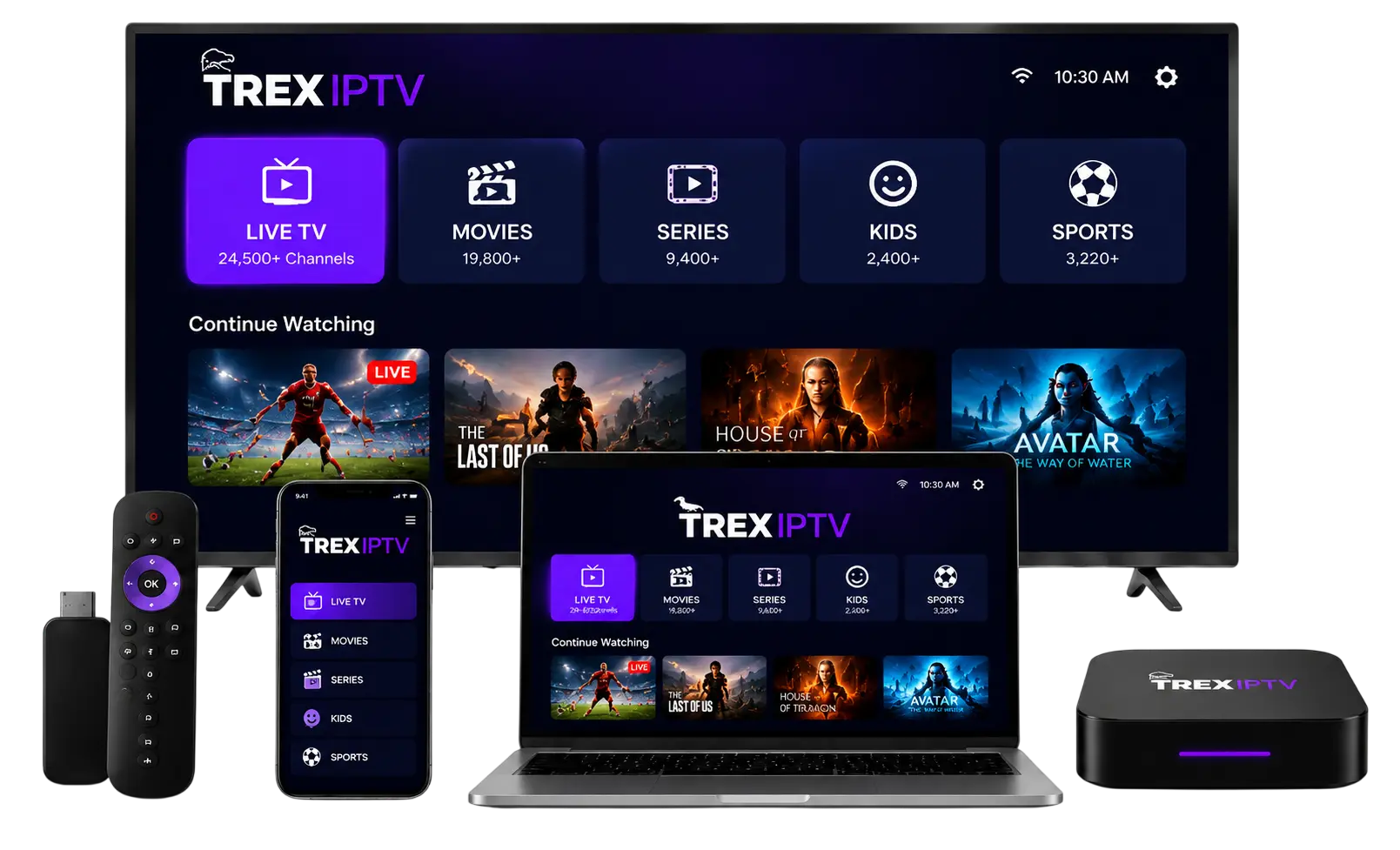 TREX IPTV Multi-Device Entertainment Hub